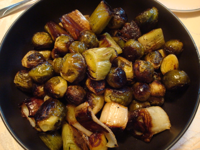 Roasted Brussels Sprouts and Leeks